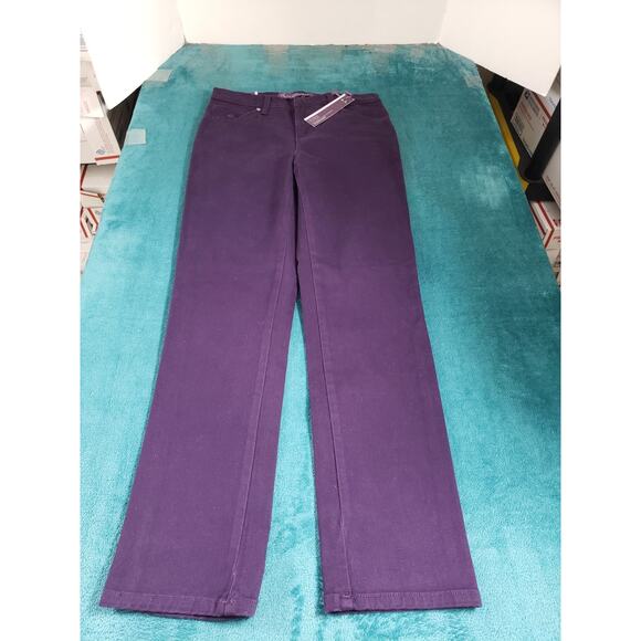 Gloria Vanderbilt Jeans Size 4 Petite Womens Purple Amanda Slimming Straight NWT - Picture 2 of 16